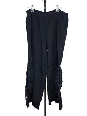 Oh My Gauze! Cinched Leg Pants, Black, 100% Cotton, Lagenlook, Boho, High Rise